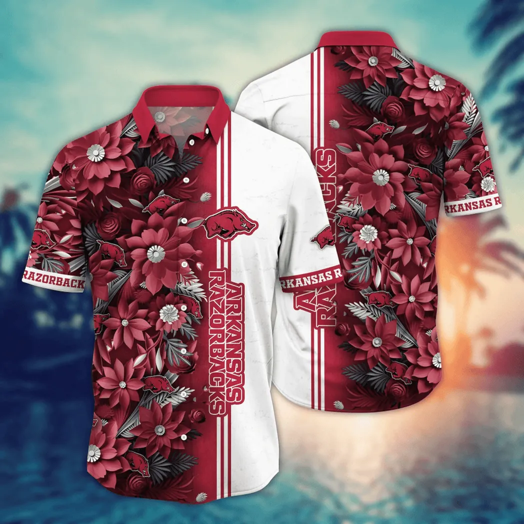 Arkansas Razorbacks NCAA Flower Aloha Hawaiian Shirt, Custom Summer Football Shirts VPHWA2451153227