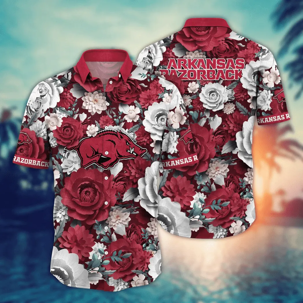 Arkansas Razorbacks NCAA Flower Aloha Hawaiian Shirt, Custom Summer Football Shirts VPHWA2451153786