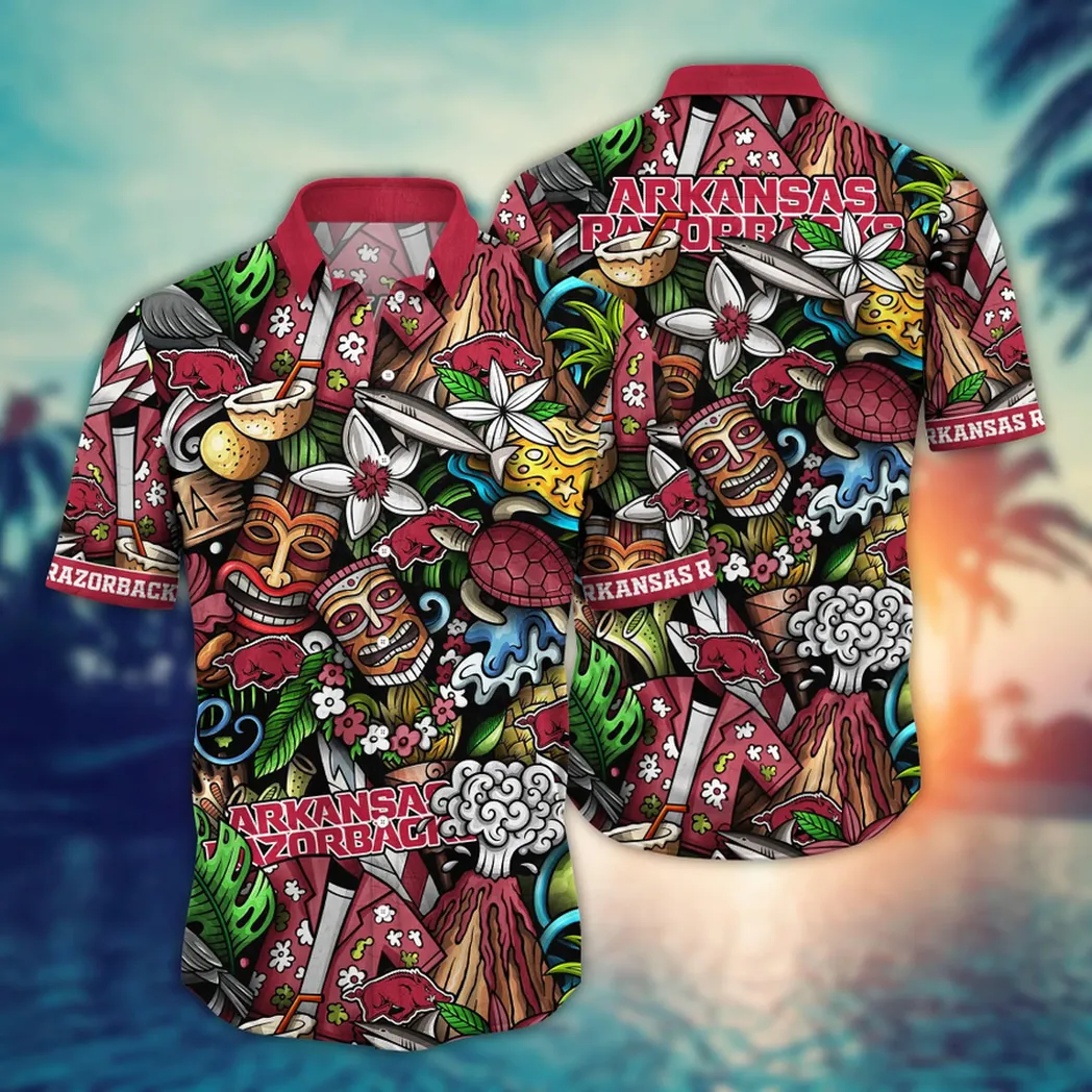 Arkansas Razorbacks NCAA Flower Aloha Hawaiian Shirt, Custom Summer Football Shirts VPHWA2451154292