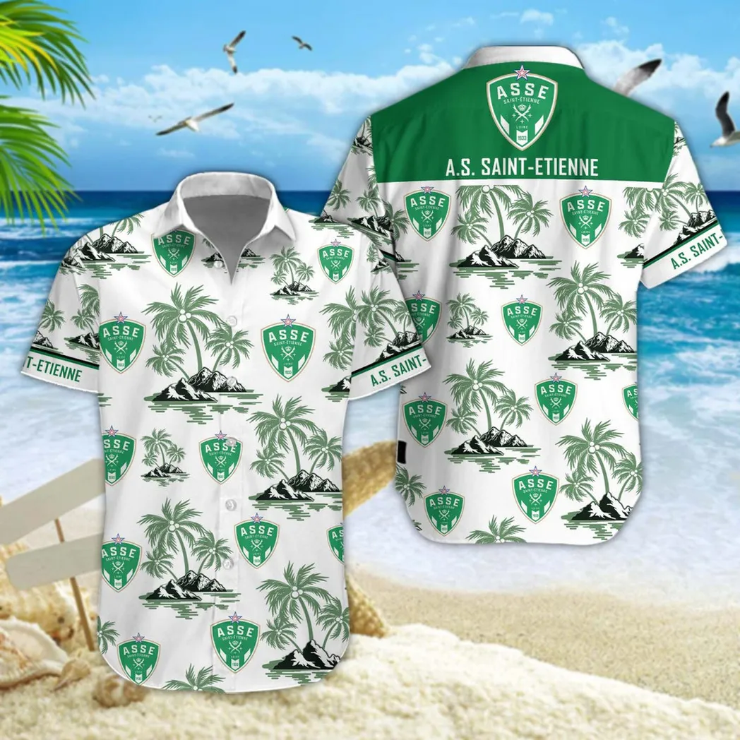 AS Saint-Etienne Hawaiian Shirt Style Classic Oversized Hawaiian, Unisex Hawaiian Shirt Trending Summer