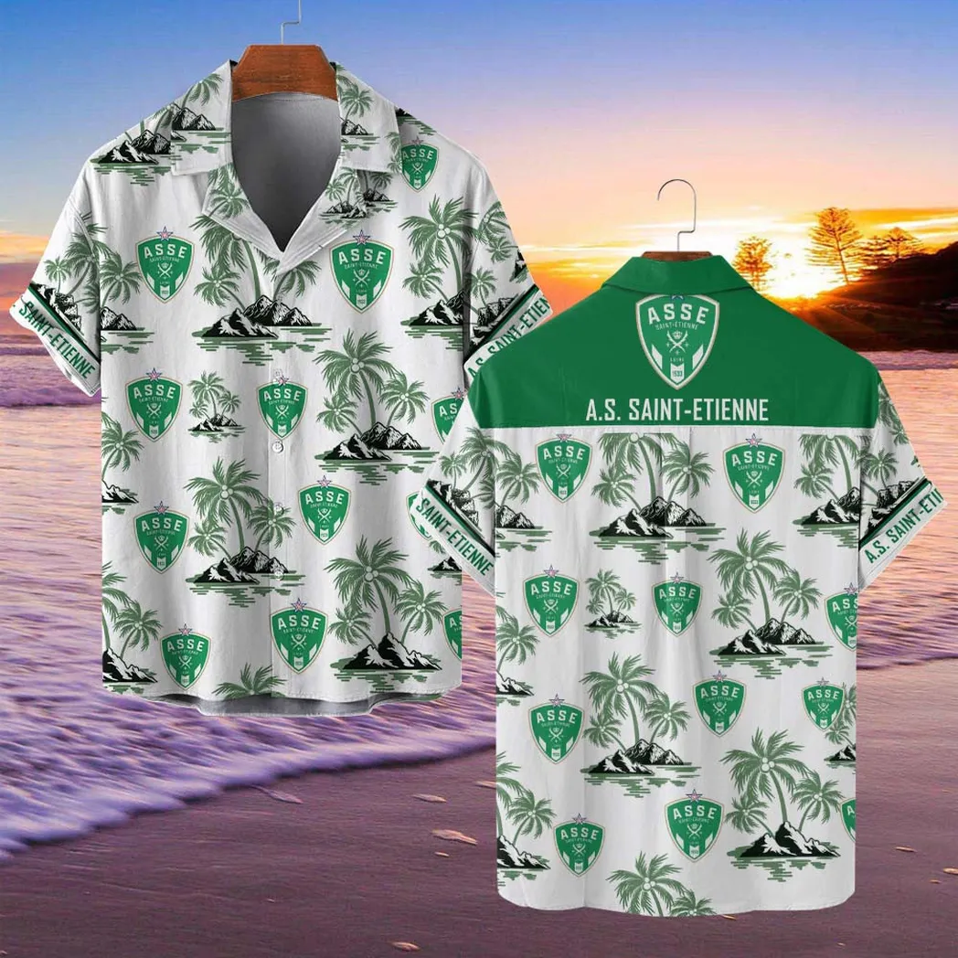 AS Saint-Etienne Hawaiian Shirt Style Classic Oversized Hawaiian, Unisex Hawaiian Shirt