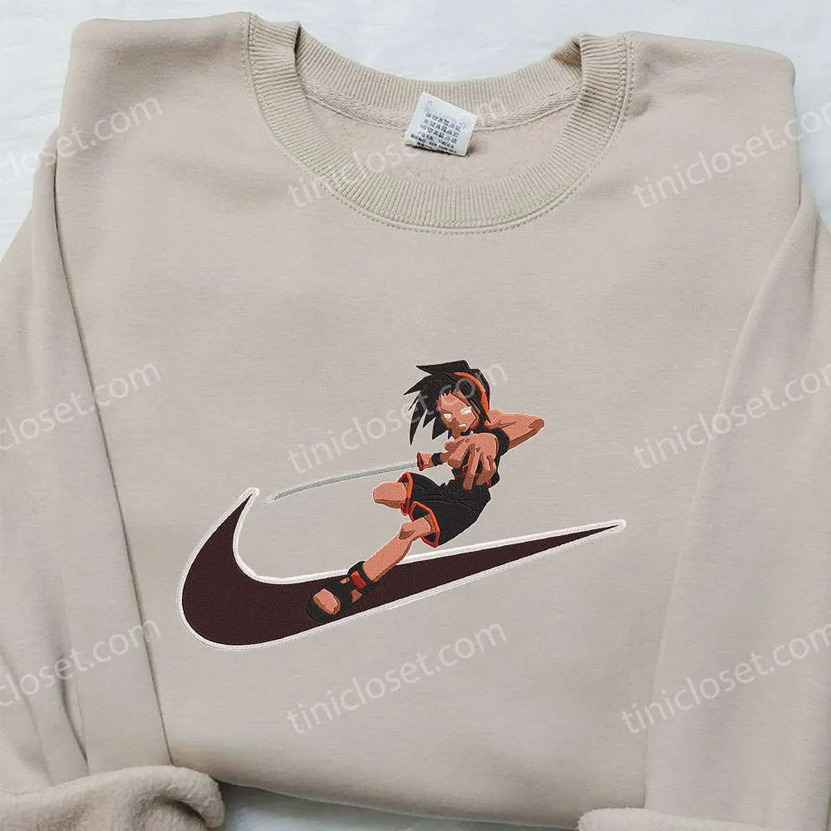 Asakura Yoh x Nike Swoosh Anime Embroidered Hoodie, Shaman King Embroidered Shirt, Nike Inspired Embroidered Shirt