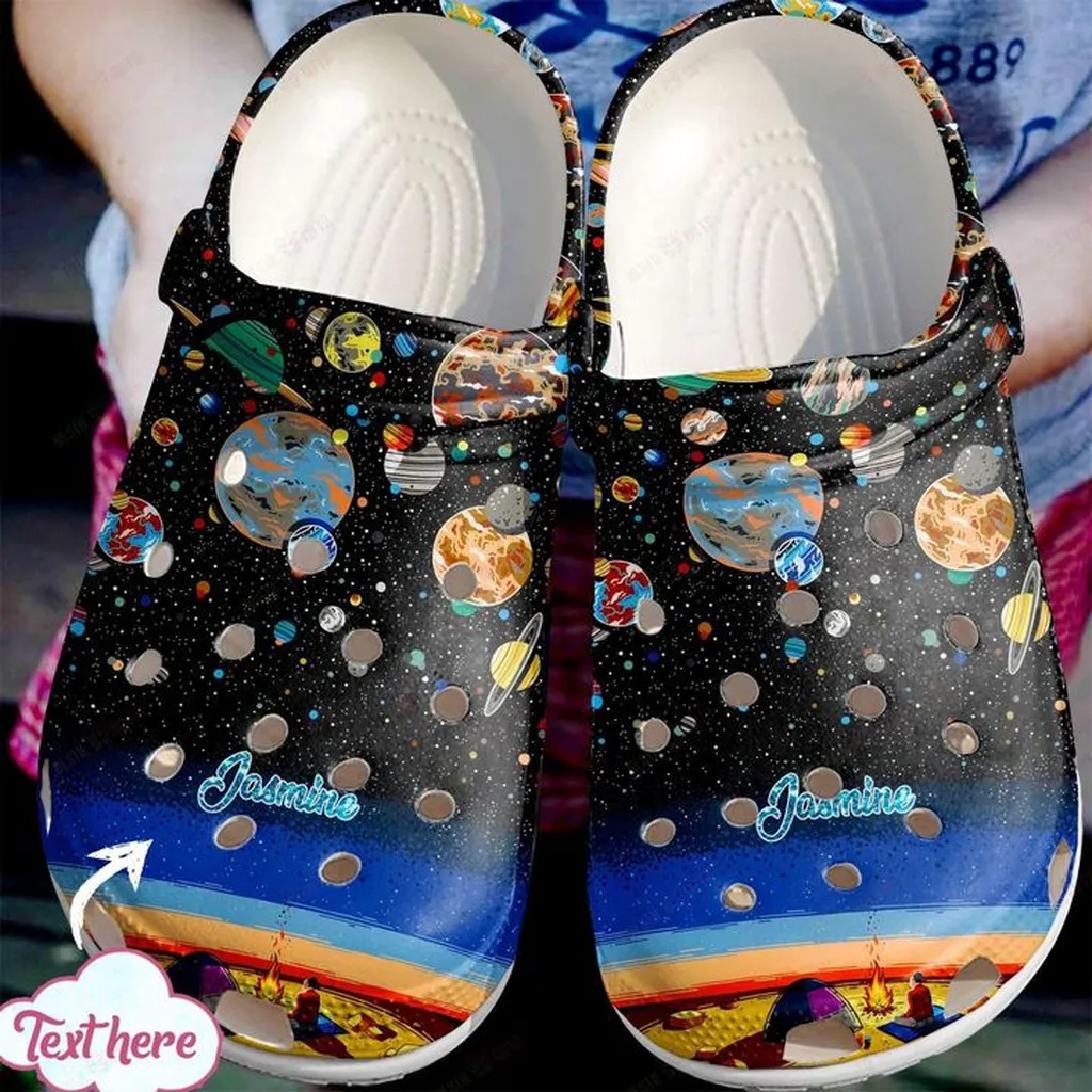 Astronaut Personalized Watching The Night Sky Crocs, Personalized Crocs Classic Clogs