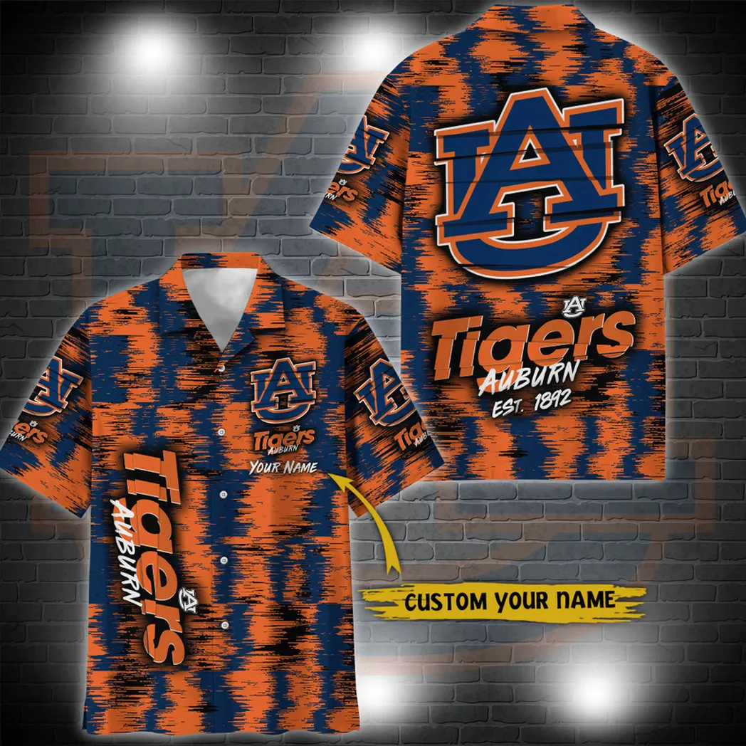 Auburn Tigers Aloha Hawaiian Shirt Custom Your Name, Sport 3D Shirt, Gift For Fan VPHWA2451152045