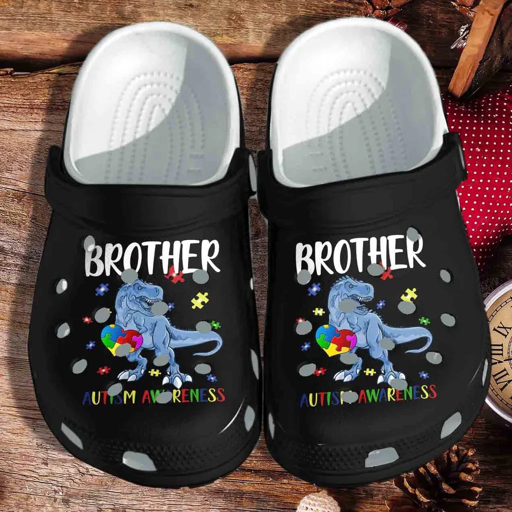 Autism Awareness Crocs Brother T-Rex Dinosaur Crocband Clog