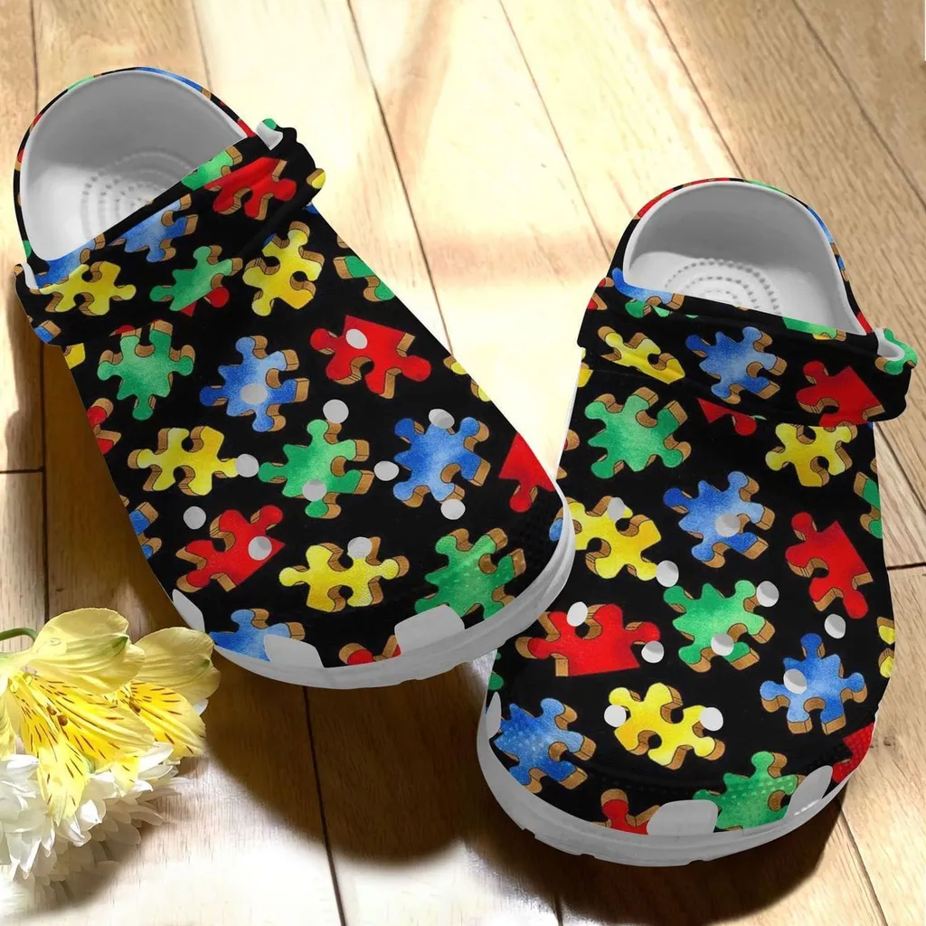 Autism Awareness Crocs Puzzle Crocband Clog