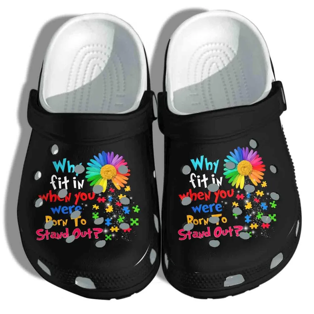 Autism Awareness Crocs Puzzle Flower Born To Stand Out Crocband Clog