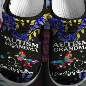 Autism Awareness Day Butterfly Autism Grandma I Love My Grandson Puzzle Pieces Crocs Crocband Clog