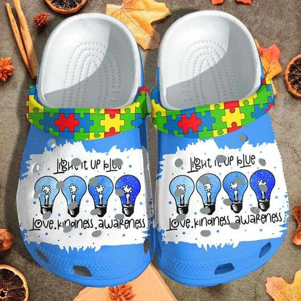 Autism Awareness Day Light It Up Blue Autism Puzzle Pieces Crocs Crocband Clog