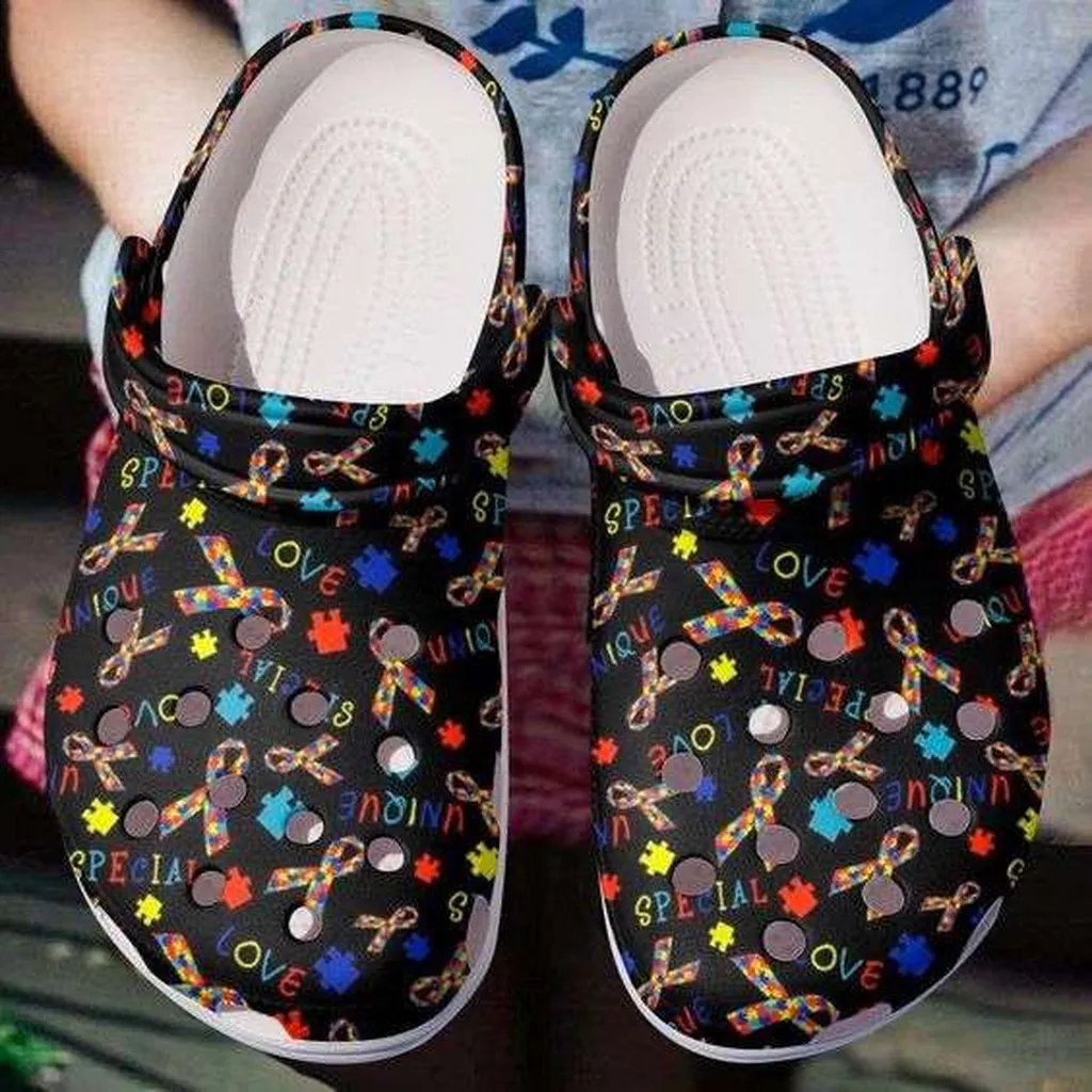 Autism Awareness Day Special Autism Ribbon Puzzle Pieces Crocs Crocband Clog