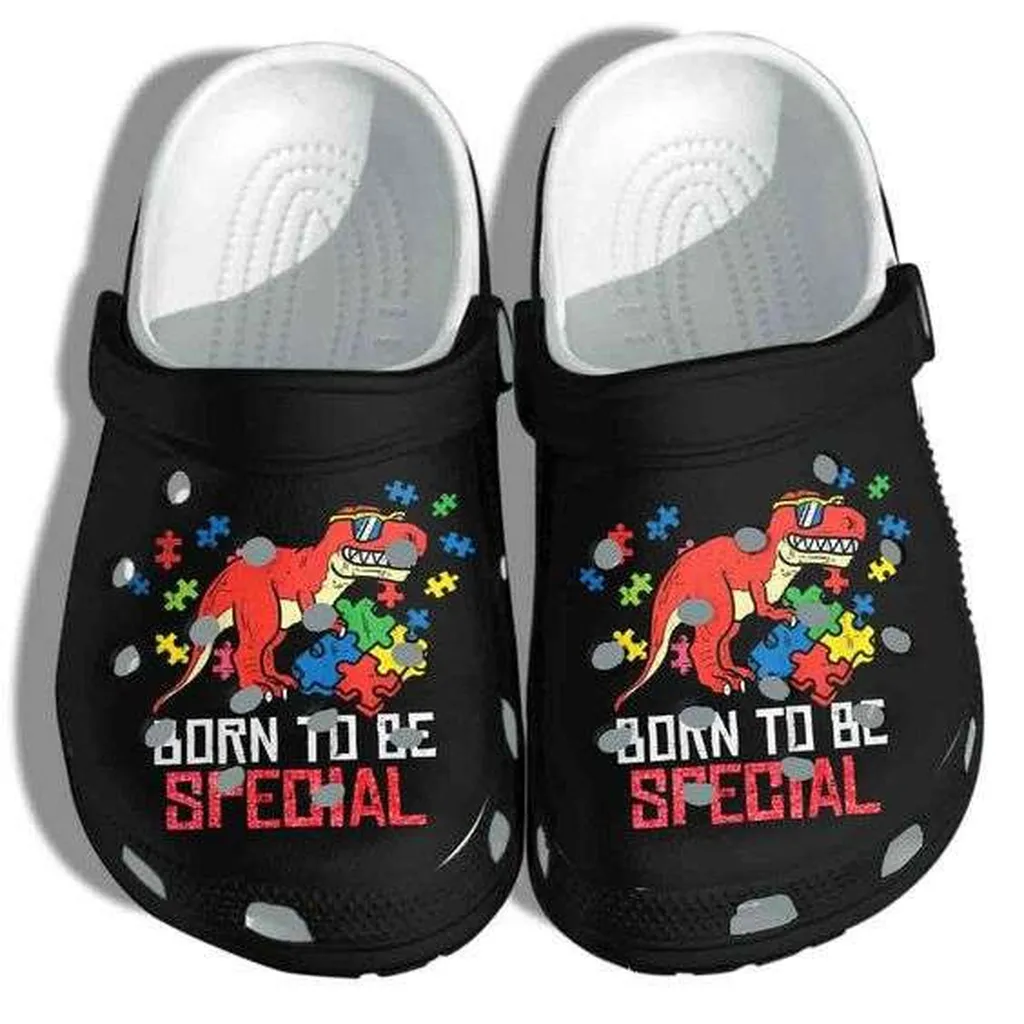 Autism Awareness Day T Rex Dinosaur Born To Be Special Crocs Crocband Clog