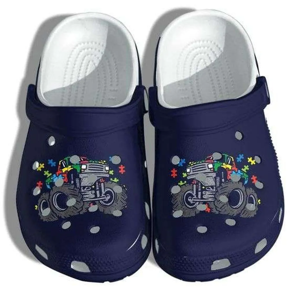 Autism Awareness Day Tractor Autism Puzzle Pieces Crocs Crocband Clog