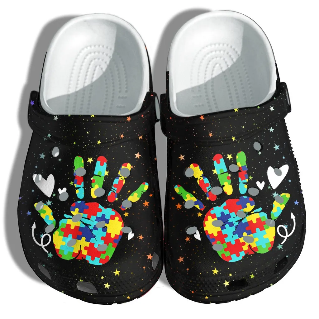 Autism Awareness Hand Puzzel Crocs