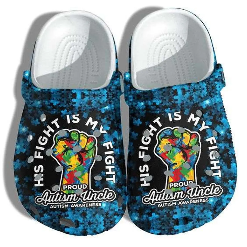 Autism Awareness His Fight Is My Fight Autism Uncle Puzzle Pieces Crocs Crocband Clog