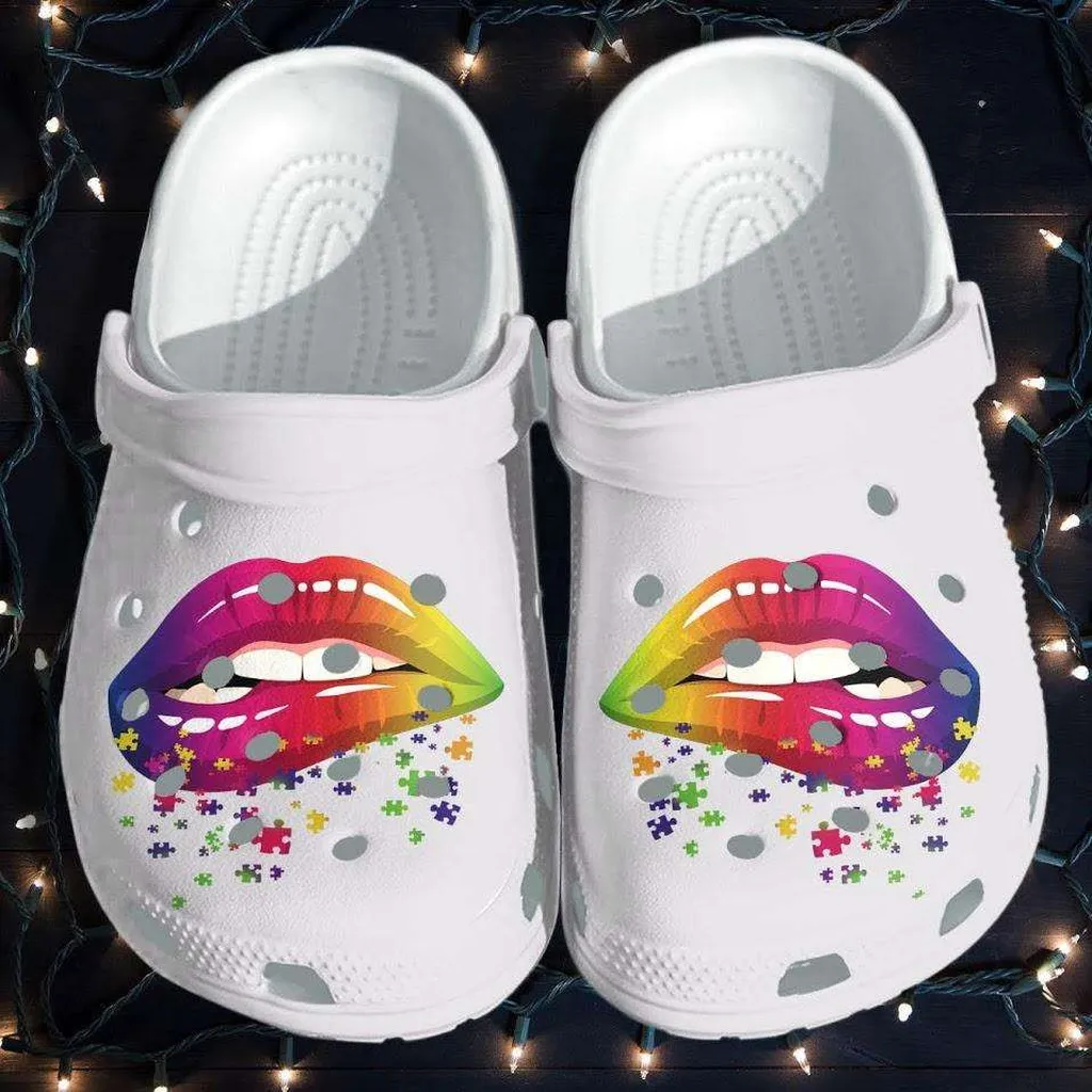 Autism Awareness Puzzle Sexy Lips Crocs Crocband Clog