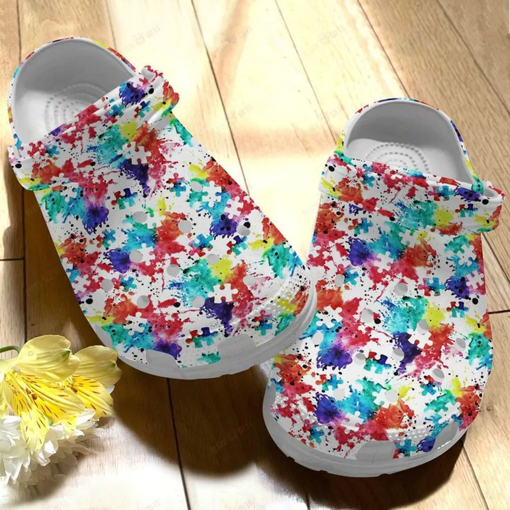 Autism Awareness Watercolor Crocs Classic Clogs