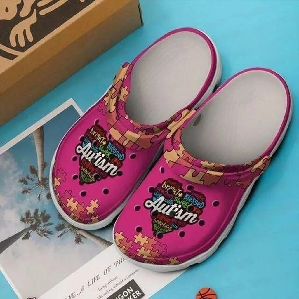 Autism Collection Pink Personalized Gift For Lover Rubber Crocs Clog