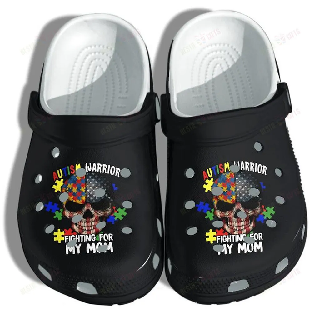 Autism Warrior Skull USA Flag Crocs Classic Clogs