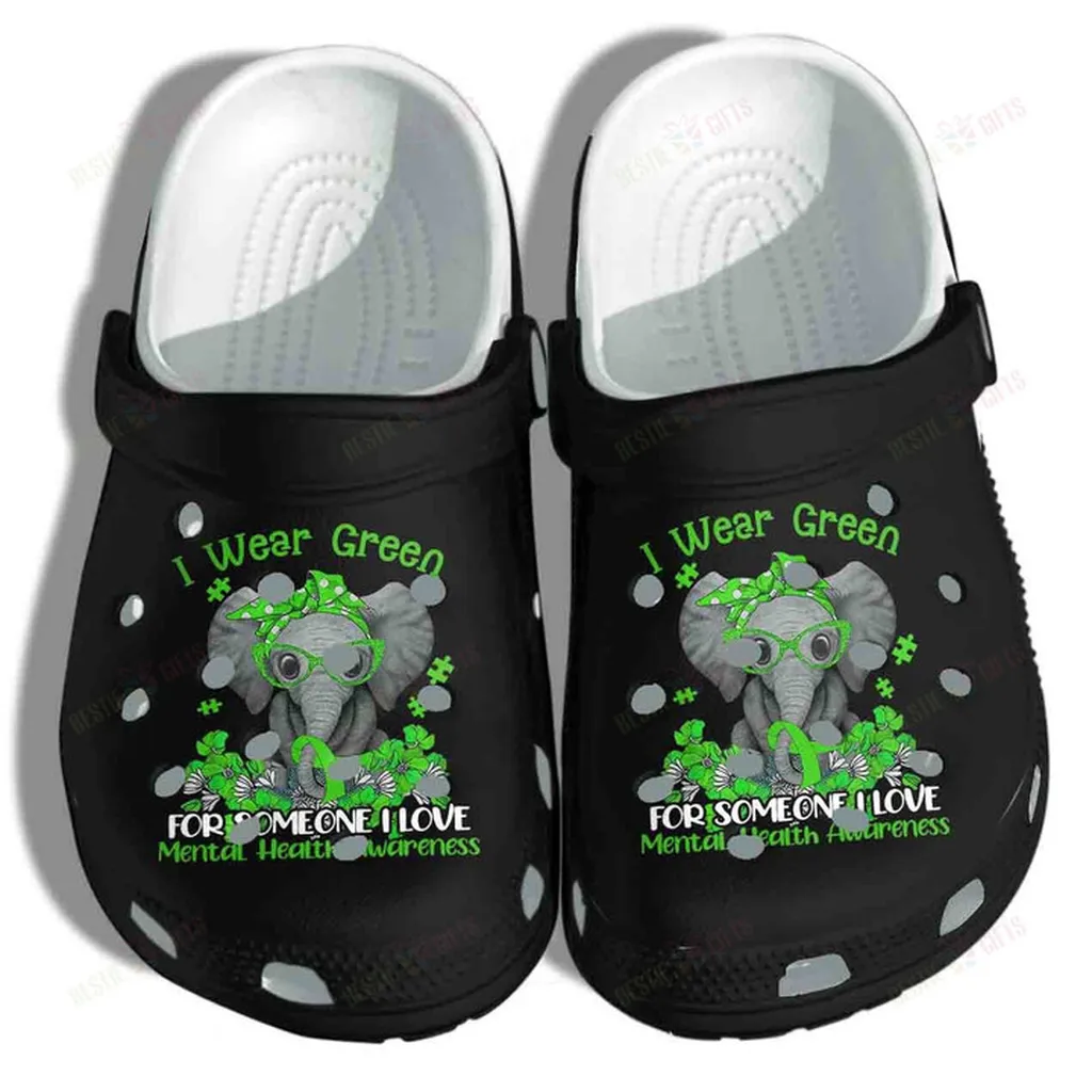 Awareness Ribbon Elephant Crocs Classic Clogs