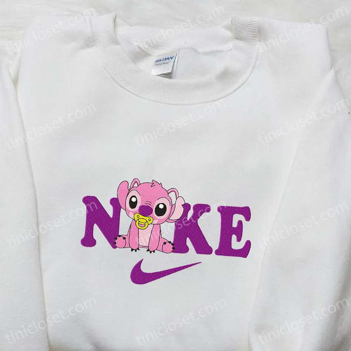 Baby Angel x Nike Cartoon Embroidered Sweatshirt, Nike Inspired Embroidered Shirt, Best Birthday Gift Ideas