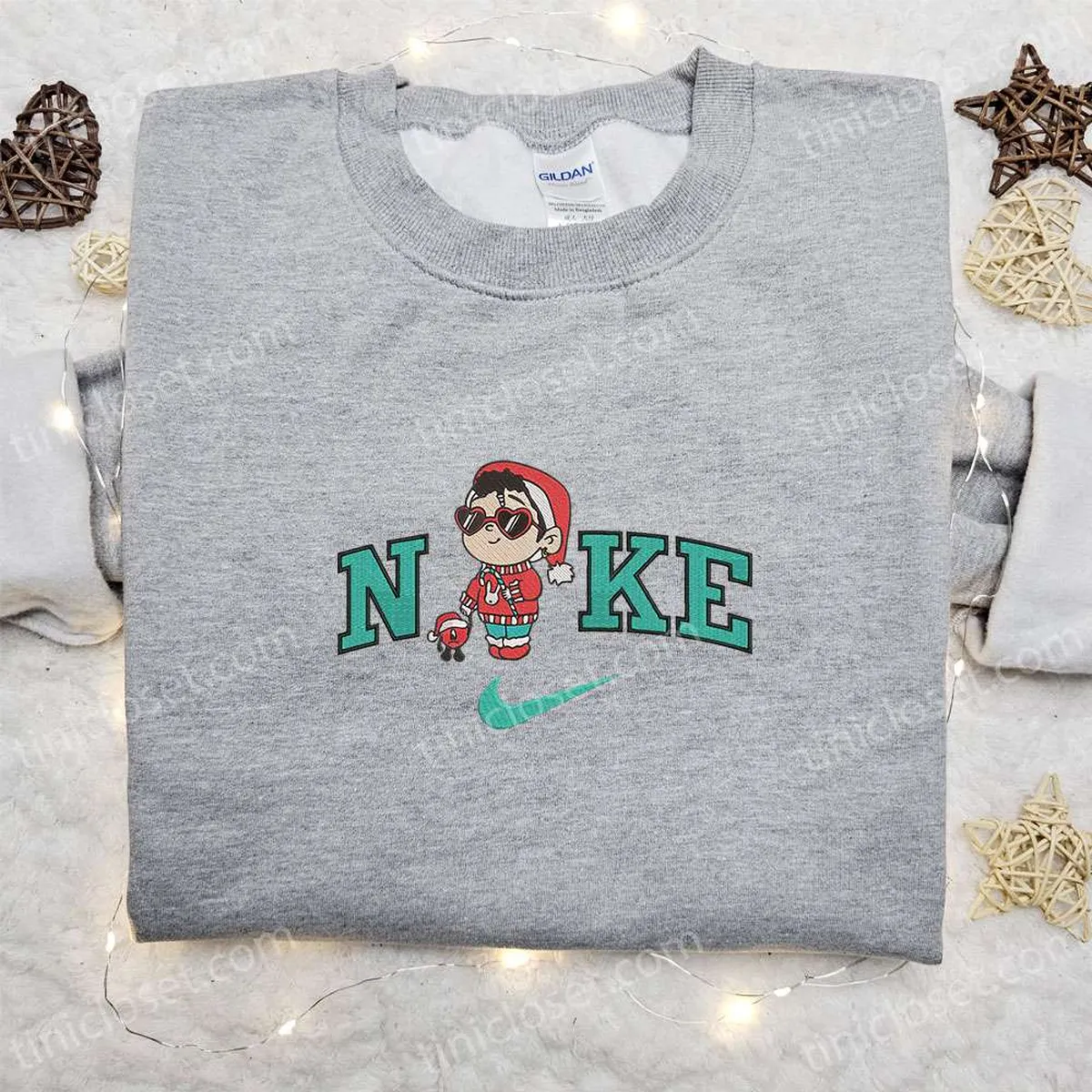 Baby Benito and Bad Bunny Christmas x Nike Embroidered Sweatshirt, Christmas Embroidered Shirt, Best Christmas Gift Ideas