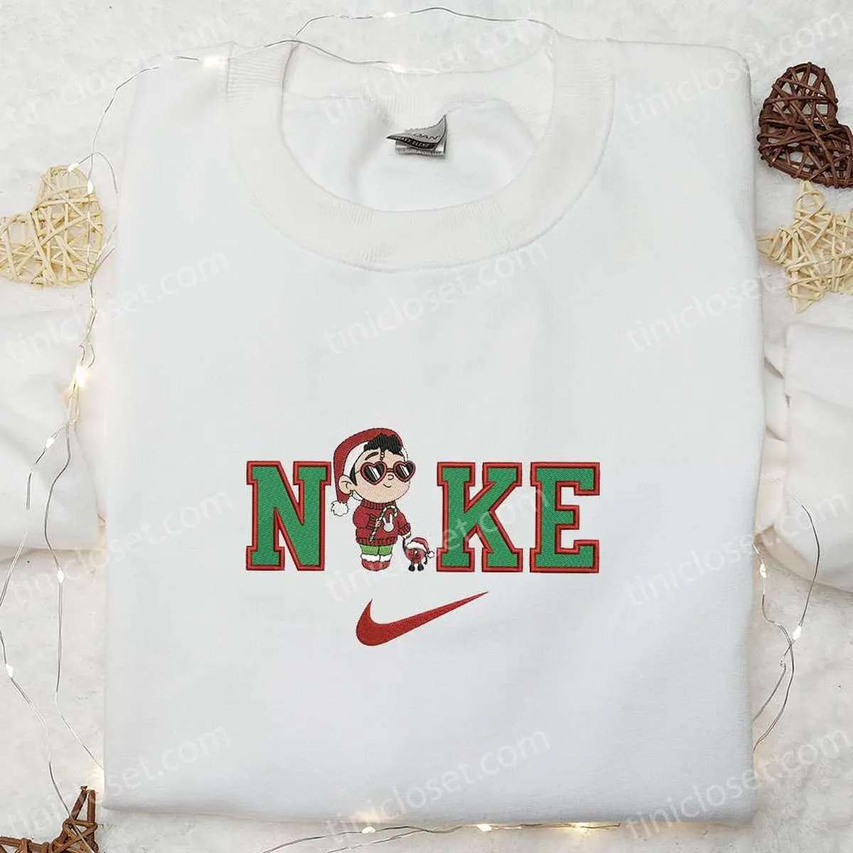 Baby Benito And Bad Bunny Xmas x Nike Embroidered Shirt, Celebrity Embroidered Hoodie, Best Christmas Gifts For Family