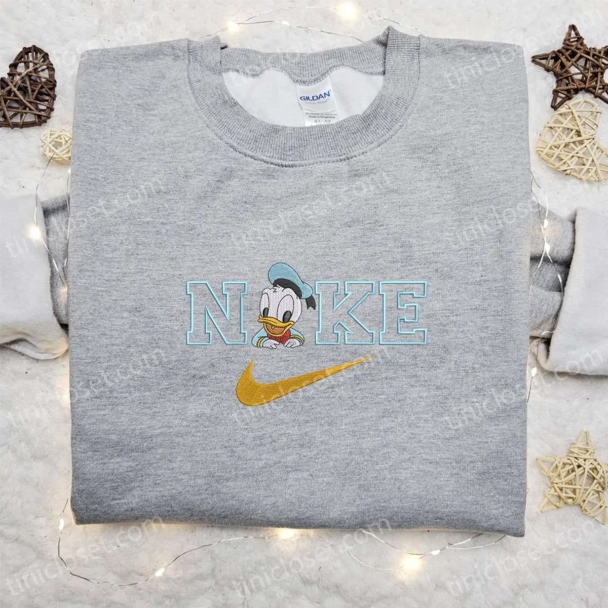 Baby Donald Duck x Nike Cartoon Embroidered Shirt, Custom Nike Embroidered Shirt, Best Birthday Gift Ideas