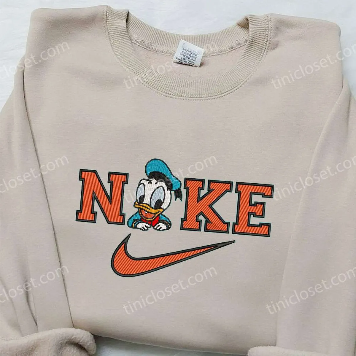 Baby Donald Duck x Nike Embroidered Sweatshirt, Disney Characters Embroidered Shirt, Nike Inspired Embroidered Shirt