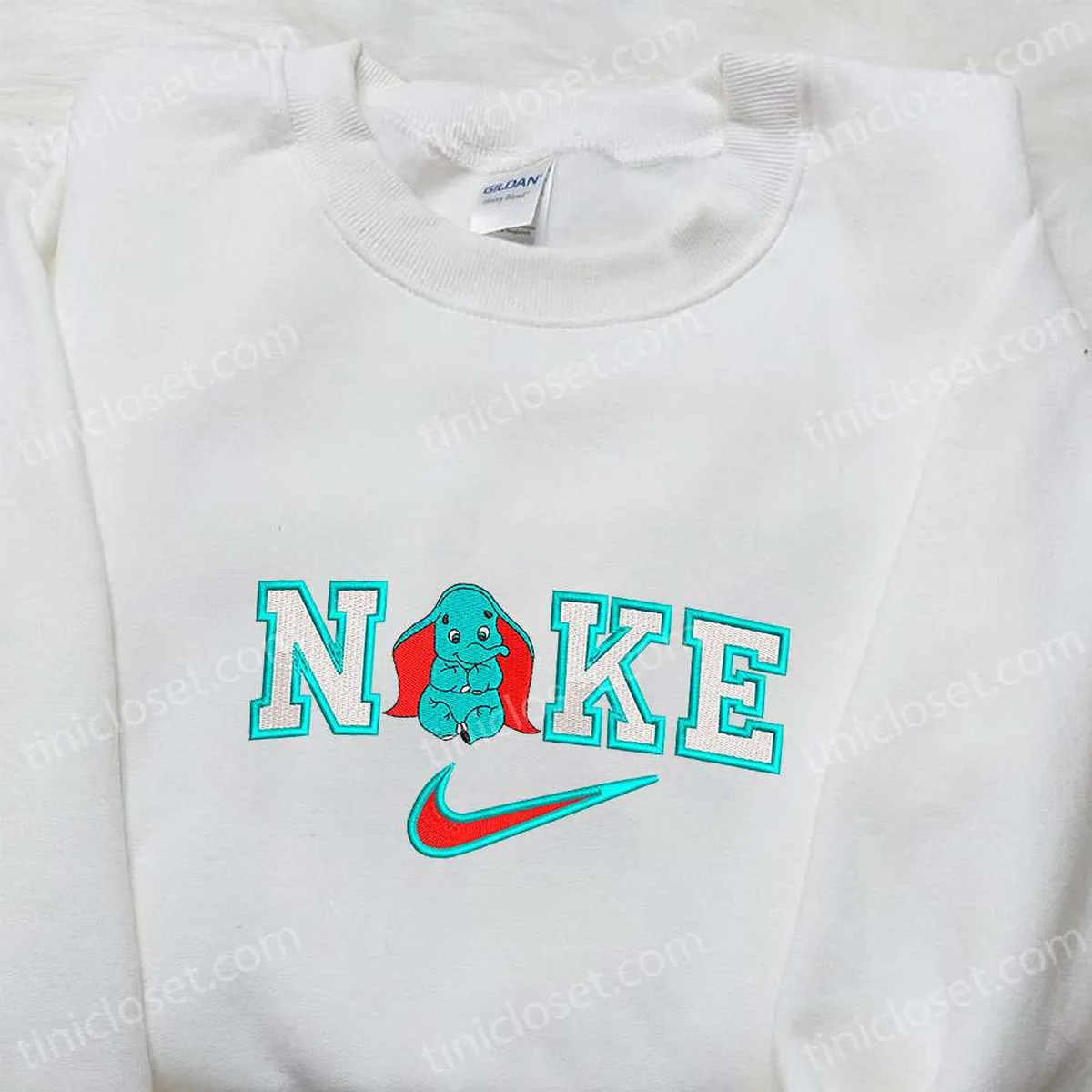 Baby Dumbo x Nike Cartoon Embroidered Shirt, Custom Nike Embroidered Shirt, Best Birthday Gift Ideas