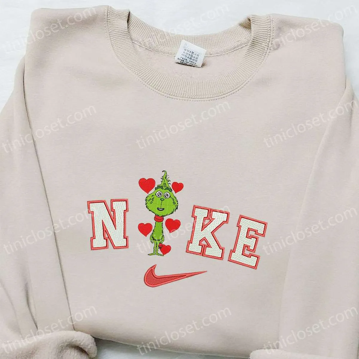 Baby Grinch Love x Nike Christmas Embroidered Sweatshirt, Movie Christmas Embroidered Shirt, Best Christmas Gift Ideas