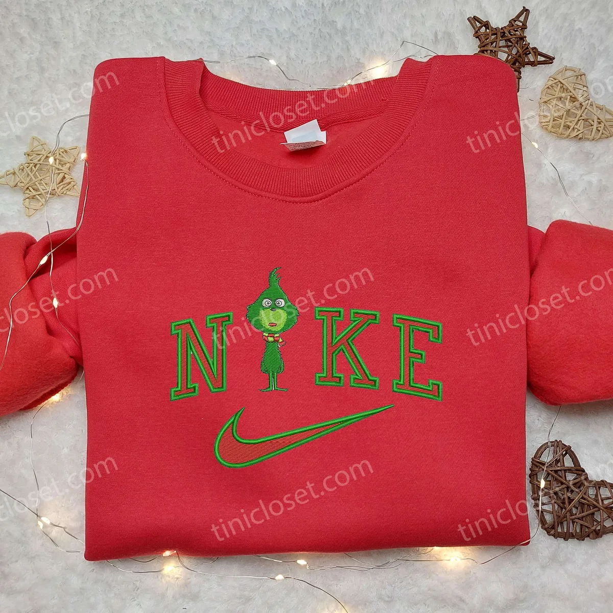 Baby Grinch x Nike Embroidered Shirt, Nike Embroidered Shirt, Movie Characters Embroidered Shirt