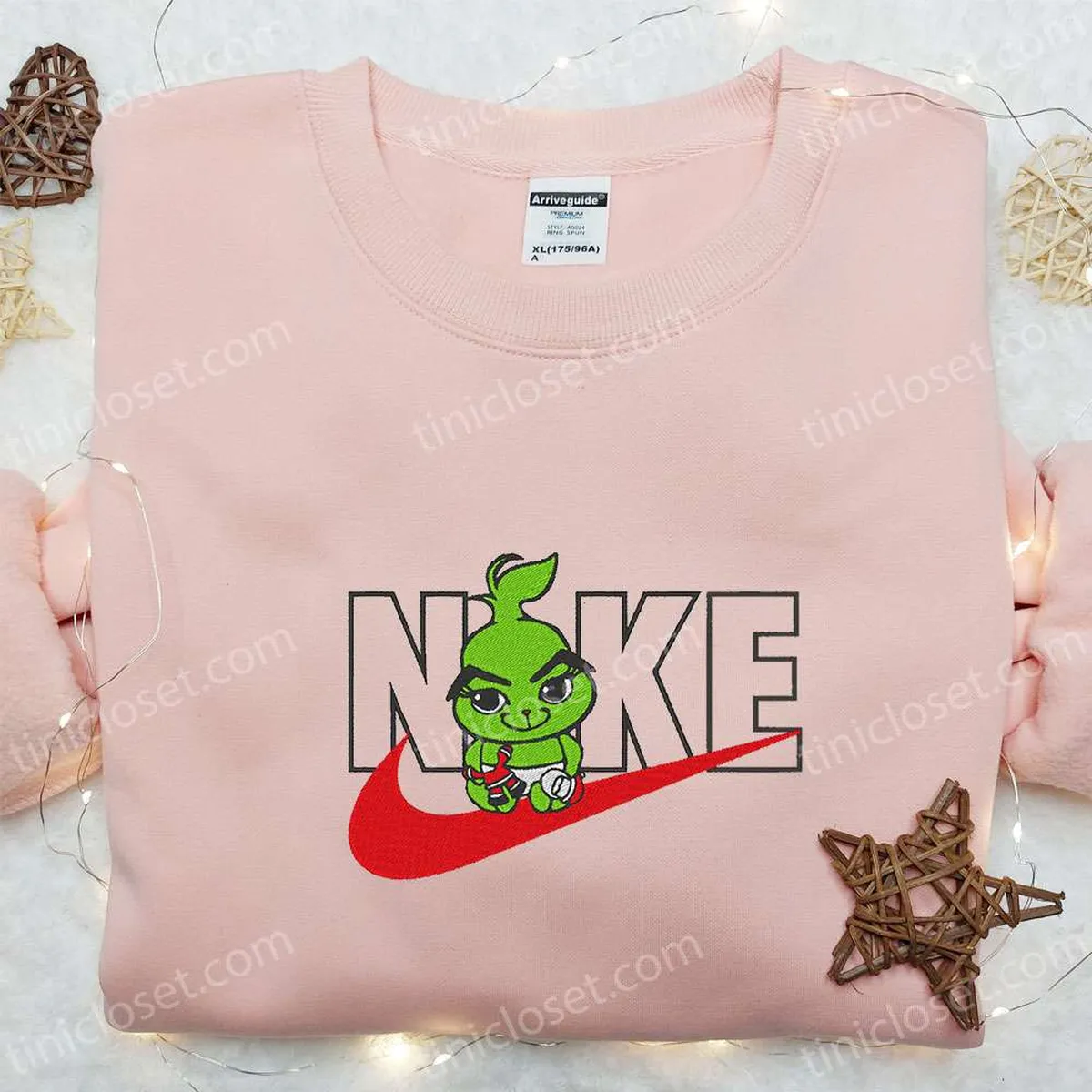 Baby Grinch x Nike Movie Embroidered Tshirt, The Grinch Embroidered Shirt, Nike Inspired Embroidered Shirt