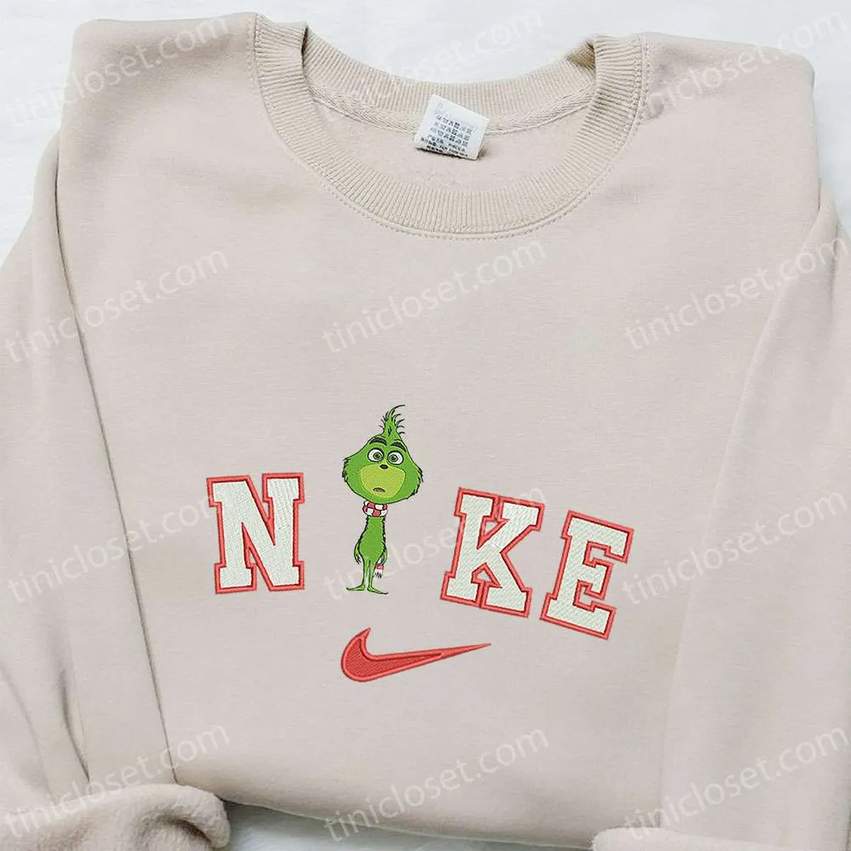 Baby Grinch Xmas x Nike Christmas Embroidered Sweatshirt, Movie Christmas Embroidered Shirt, Best Christmas Gift Ideas