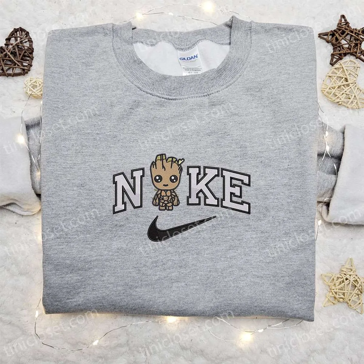 Baby Groot x Nike Embroidered Sweatshirt, Marvel Super Heroes Embroidered Shirt, Best Birthday Gift Ideas