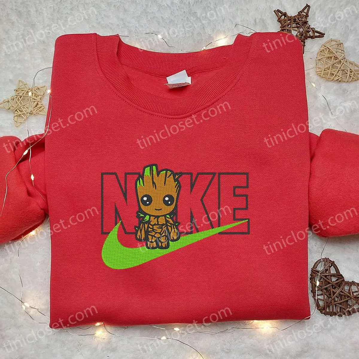 Baby Groot x Nike Movie Embroidered Tshirt, Guardians of the Galaxy Embroidered Shirt, Nike Inspired Embroidered Shirt