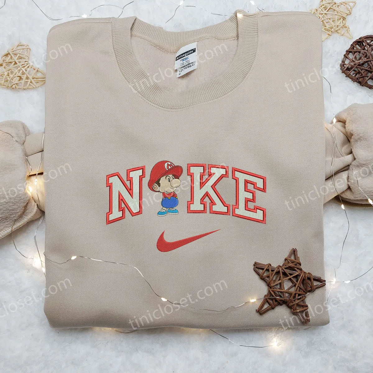 Baby Mario x Nike Embroidered Shirt, Nike Embroidered Shirt, Game Mario Embroidered Shirt