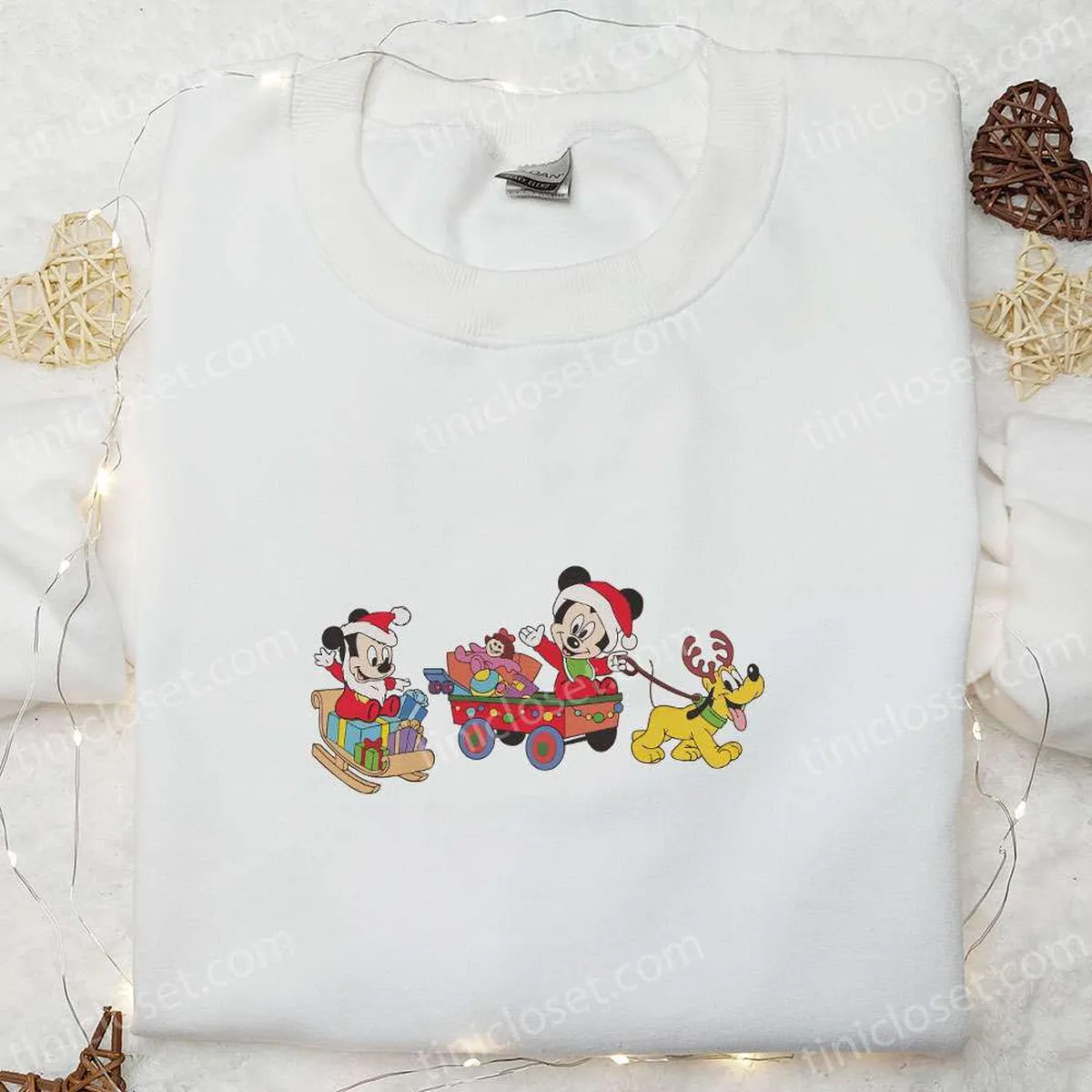 Baby Mickey Mouse Christmas Embroidered Sweatshirt, Disney Characters Embroidered Shirt, Best Christmas Gift Ideas