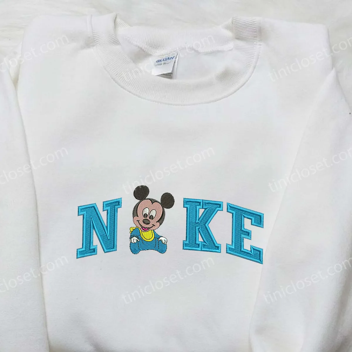 Baby Mickey Mouse x Nike Embroidered Shirt, Nike Embroidered Shirt, Cartoon Disney Embroidered Shirt