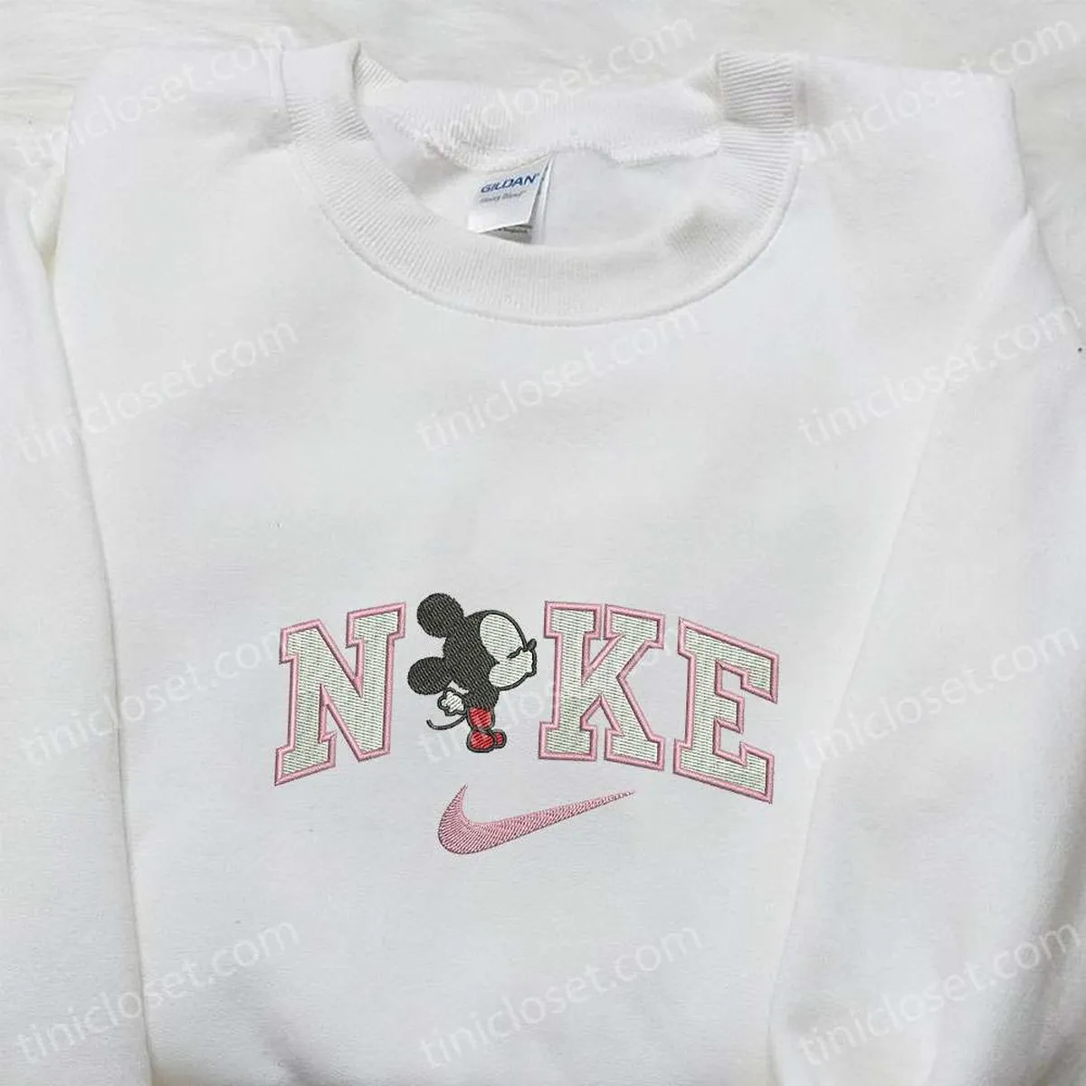 Baby Mickey x Nike Embroidered Shirt, Disney Characters Embroidered Hoodie, Nike Inspired Embroidered Sweatshirt