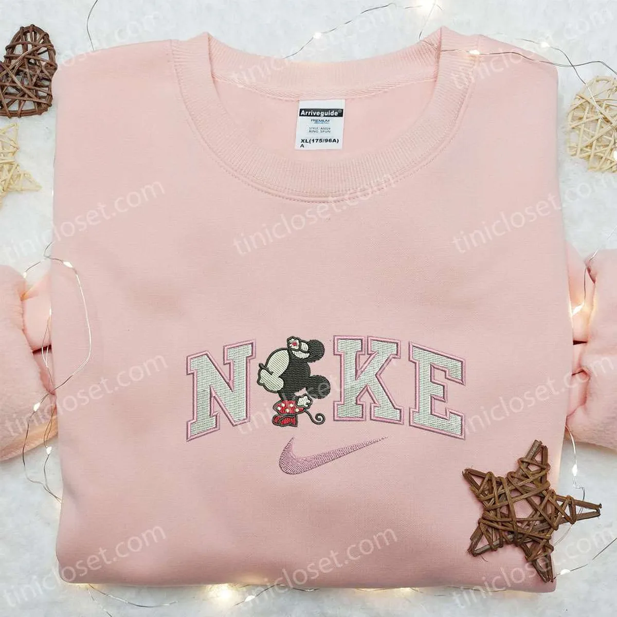 Baby Minnie x Nike Embroidered Shirt, Disney Characters Embroidered Hoodie, Nike Inspired Embroidered Sweatshirt