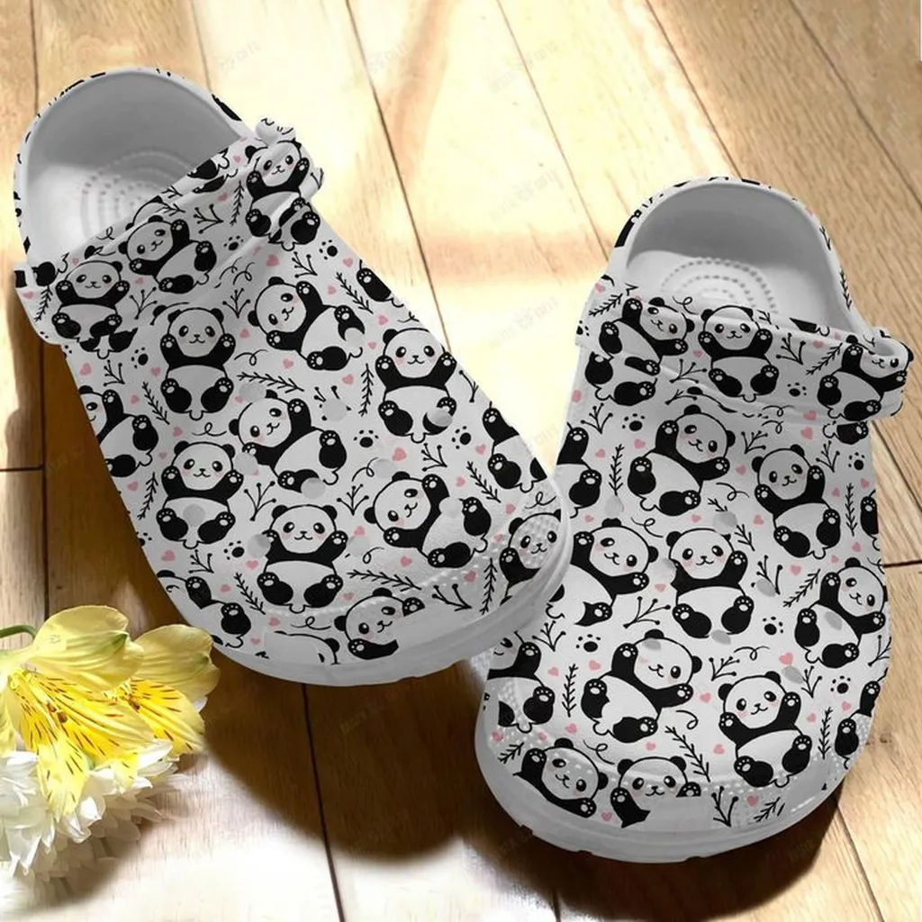 Baby Panda White Sole Crocs Classic Clogs