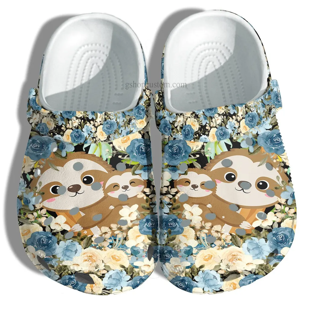 Baby Sloth Mom Flower Crocs