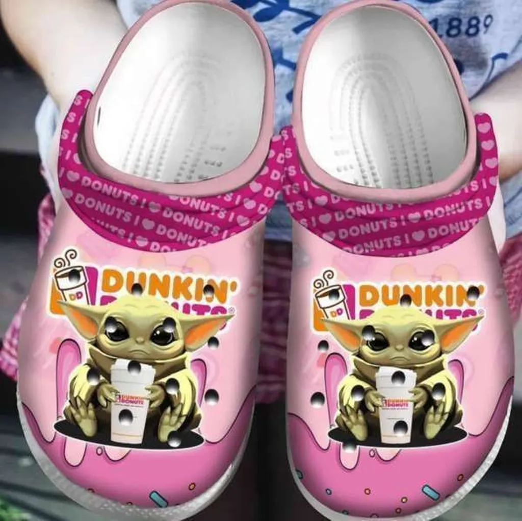 Baby Yoda Hug Dunkin Donuts Crocs Clog