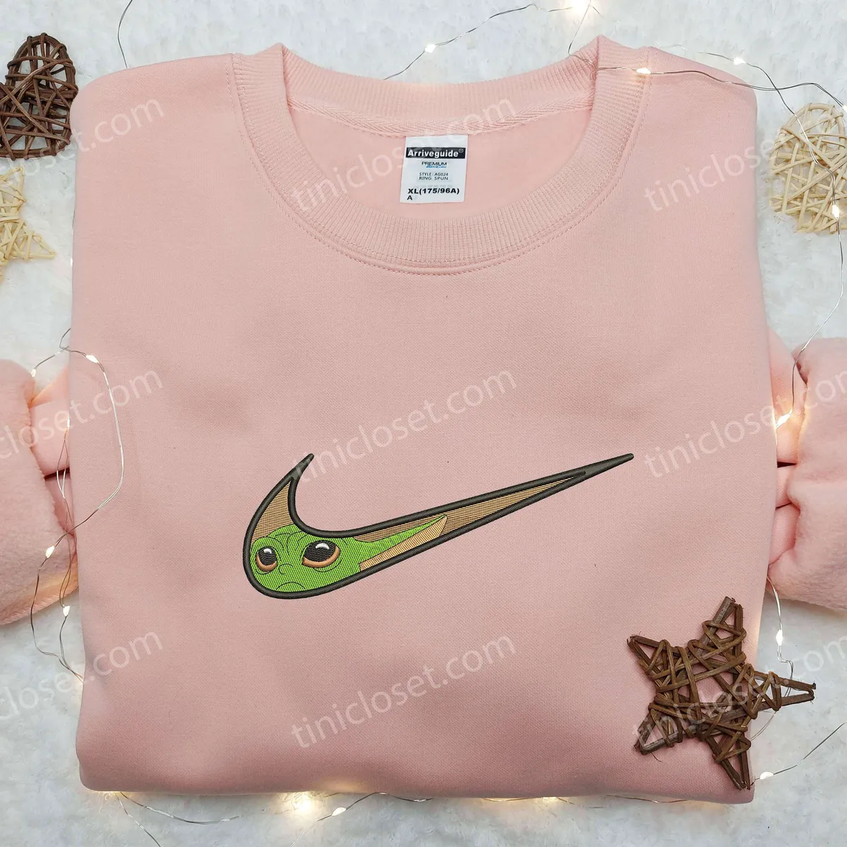 Baby Yoda Nike Swoosh Embroidered Shirt, Star Wars Embroidered Shirt, Nike Inspired Embroidered Shirt