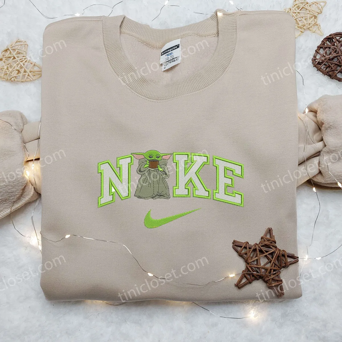 Baby Yoda x Nike Embroidered Shirt, Nike Embroidered Shirt, Star War Cartoon Embroidered Shirt