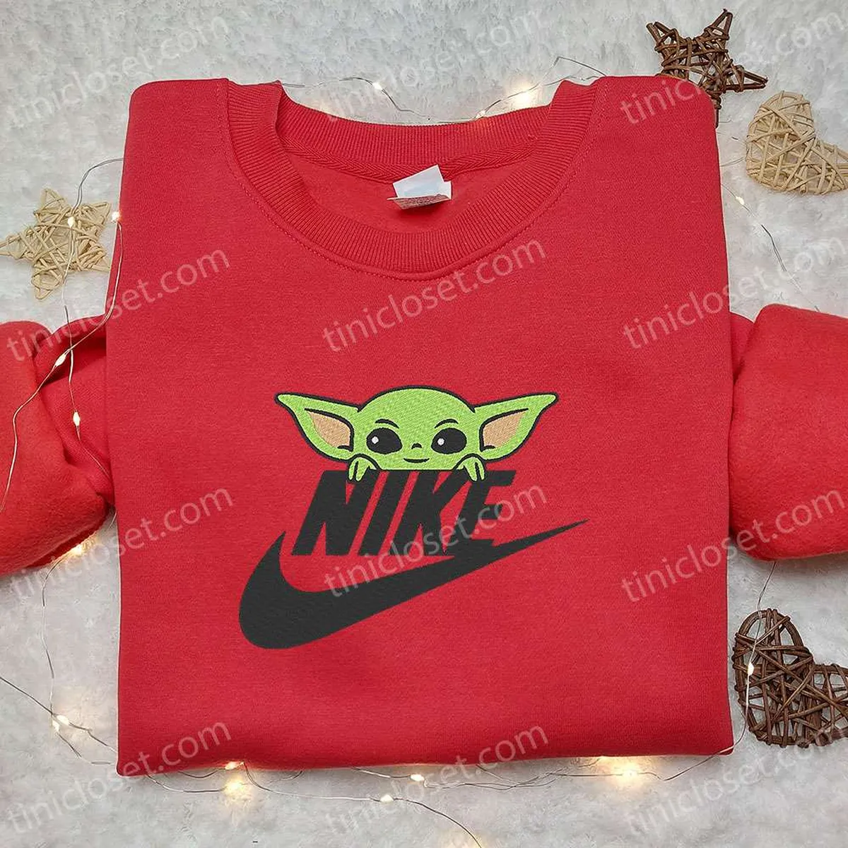 Baby Yoda x Nike Moive Embroidered Sweatshirt, Nike Inspired Embroidered Shirt, Best Gift for Family