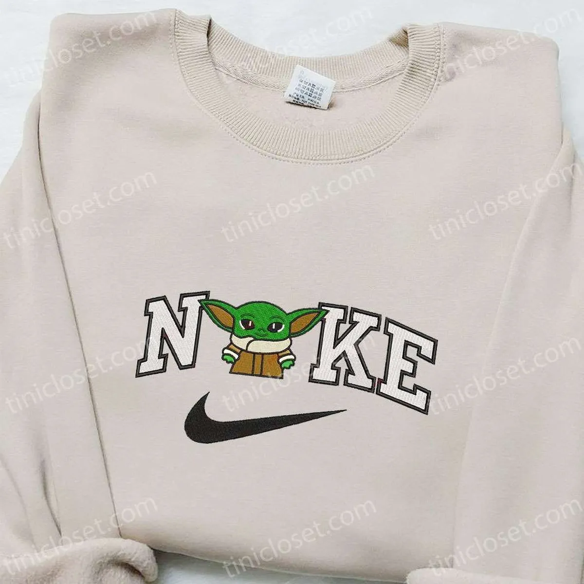 Baby Yoda x Nike Movie Embroidered Hoodie, Star Wars Embroidered Shirt, Nike Inspired Embroidered Shirt