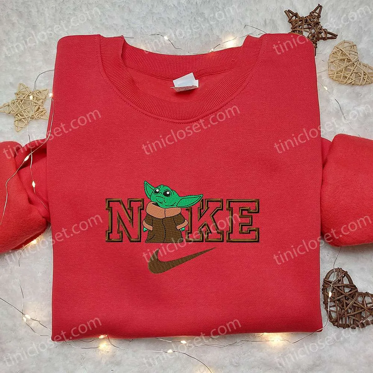 Baby Yoda x Nike Movie Embroidered Shirt, Nike Inspired Embroidered Shirt, Best Gift for Family