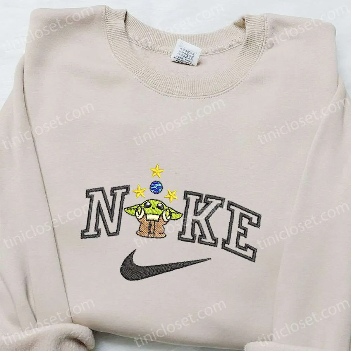 Baby Yoda x Nike Movie Embroidered Sweatshirt, Custom Embroidered T-shirt, Best Birthday Gift Ideas