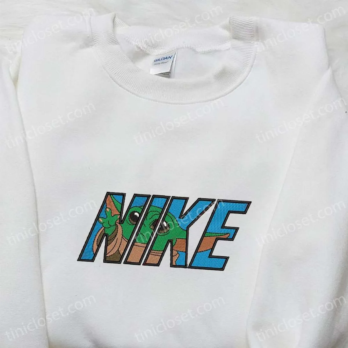 Baby Yoda x Nike Movie Embroidered Sweatshirt, Star Wars Embroidered Shirt, Nike Inspired Embroidered Shirt